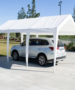 Impact Canopy USA 10x20 (8) Leg Portable Carport Outdoor Party Sun Shade Shelter - WHITE - 1 1/2" Frame