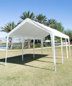 Impact Canopy USA 10x20 (8) Leg Portable Carport Outdoor Party Sun Shade Shelter - WHITE - 1 1/2