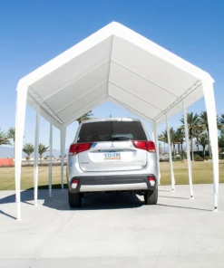 Impact Canopy USA 10x20 (8) Leg Portable Carport Outdoor Party Sun Shade Shelter - WHITE - 1 1/2" Frame
