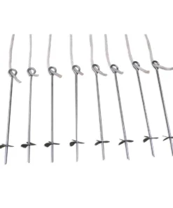 Impact Canopy USA Canopy Accessories 8-Piece 15" Auger Anchor Kit With Rope For Carport Canopy Portable Garage Tents