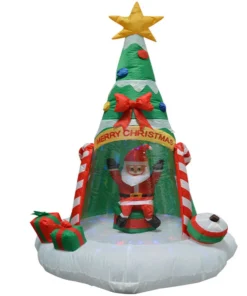 Impact Canopy USA Seasonal Inflatables Inflatable Yard Christmas Decoration, Tree With Santa - 6' Tall - 3' Round