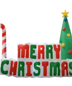 Impact Canopy USA Inflatable Yard Christmas Decoration, Lighted Merry Christmas Sign 6' Long - 5' Tall