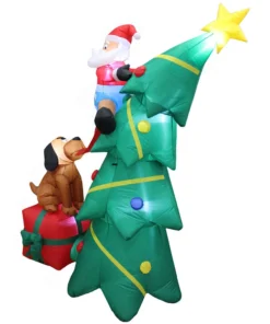 Impact Canopy USA Seasonal Inflatables Inflatable Yard Christmas Decoration, Christmas Tree With Dog - 6' Tall