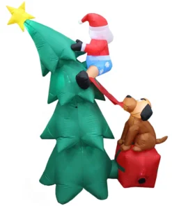 Impact Canopy USA Seasonal Inflatables Inflatable Yard Christmas Decoration, Christmas Tree With Dog - 6' Tall