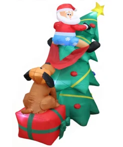 Impact Canopy USA Seasonal Inflatables Inflatable Yard Christmas Decoration, Christmas Tree With Dog - 6' Tall