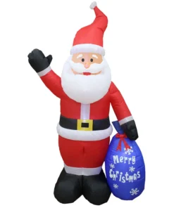 Impact Canopy USA Seasonal Inflatables Inflatable Yard Christmas Decoration, Santa With Merry Christmas Gift Bag - 7' Tall - 4' Wide