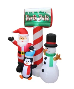 Impact Canopy USA Seasonal Inflatables Inflatable Yard Christmas Decoration, North Pole Sign With Santa - 5' Tall - 4' Wide