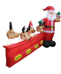 Impact Canopy USA Seasonal Inflatables Inflatable Yard Christmas Decoration, Santa With Reindeer - 8' Wide - 5' Tall