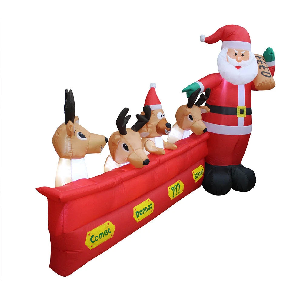 Impact Canopy USA Seasonal Inflatables Inflatable Yard Christmas Decoration, Santa With Reindeer - 8' Wide - 5' Tall 4 Impact Canopy USA Seasonal Inflatables Inflatable Yard Christmas Decoration, Santa With Reindeer - 8' Wide - 5' Tall