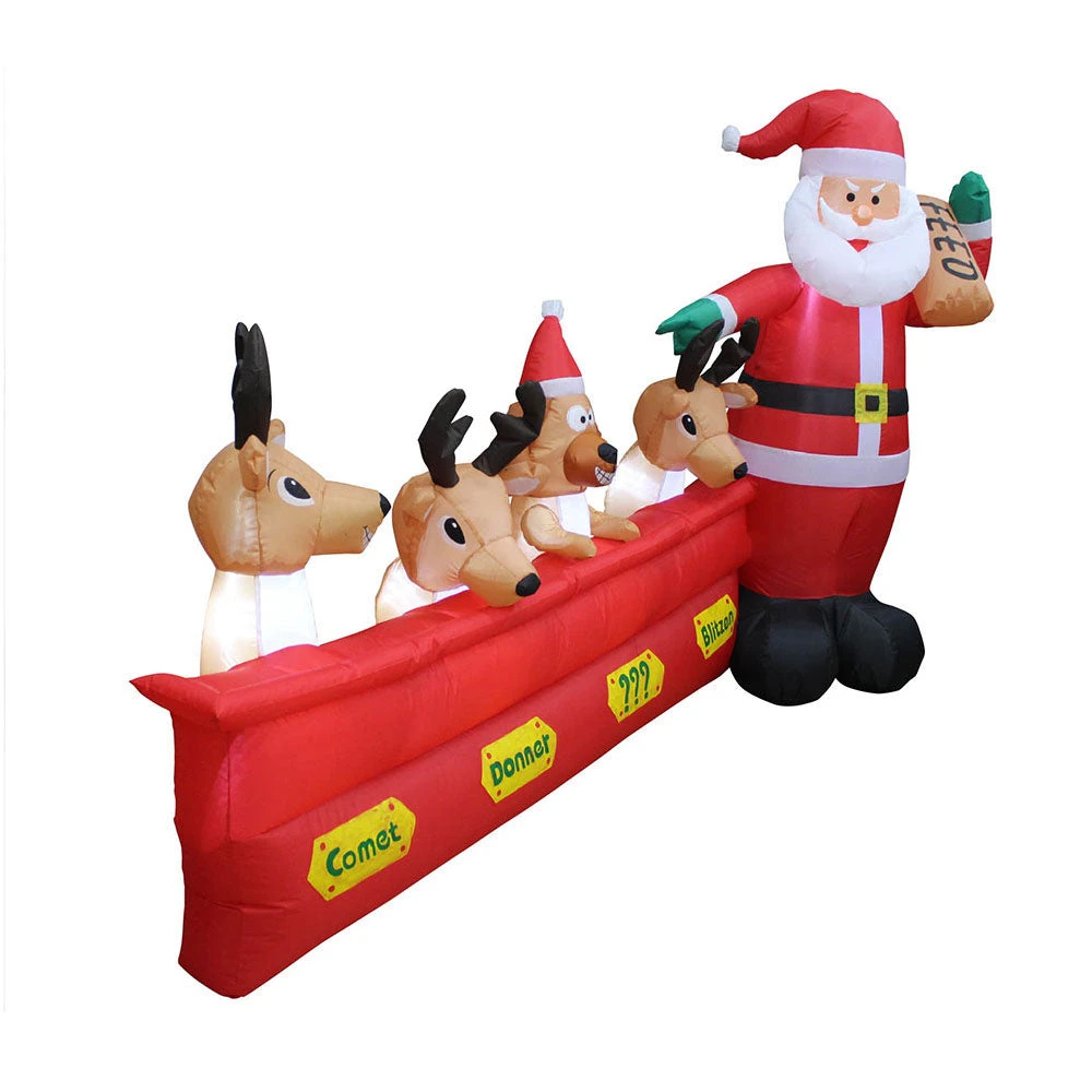 Impact Canopy USA Seasonal Inflatables Inflatable Yard Christmas Decoration, Santa With Reindeer - 8' Wide - 5' Tall 5 Impact Canopy USA Seasonal Inflatables Inflatable Yard Christmas Decoration, Santa With Reindeer - 8' Wide - 5' Tall
