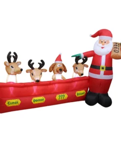 Impact Canopy USA Seasonal Inflatables Inflatable Yard Christmas Decoration, Santa With Reindeer - 8' Wide - 5' Tall