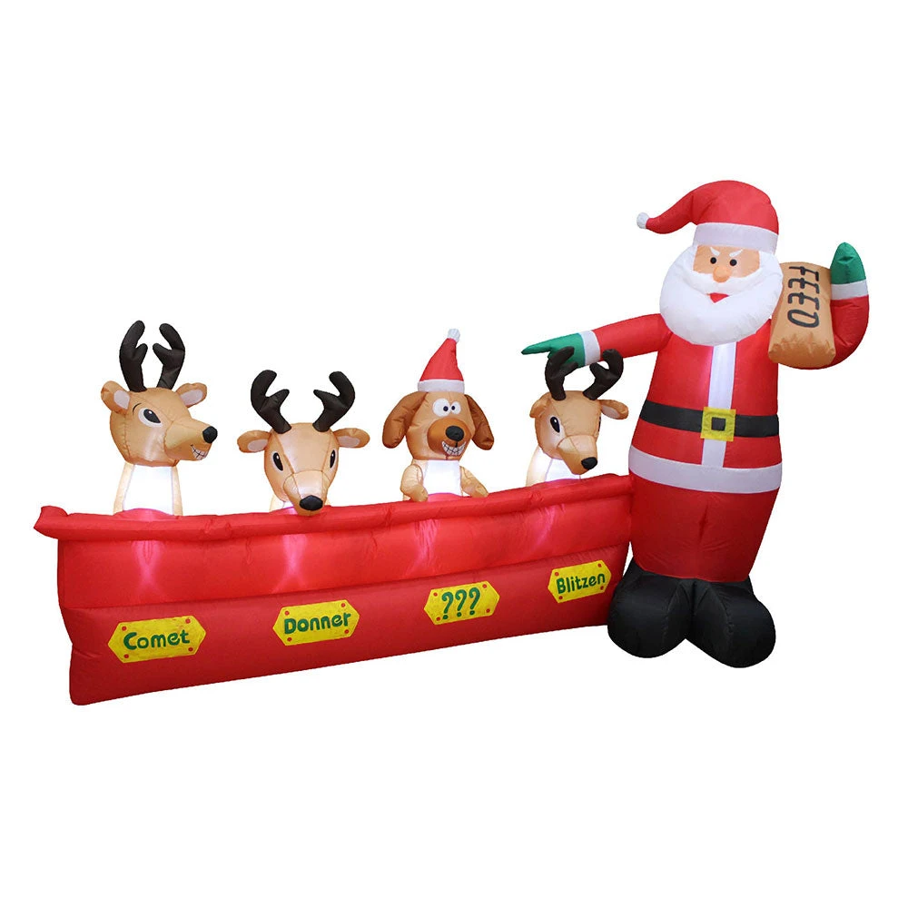 Impact Canopy USA Seasonal Inflatables Inflatable Yard Christmas Decoration, Santa With Reindeer - 8' Wide - 5' Tall 3 Impact Canopy USA Seasonal Inflatables Inflatable Yard Christmas Decoration, Santa With Reindeer - 8' Wide - 5' Tall