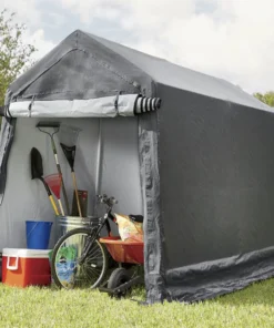 Impact Canopy USA 7x12 Portable Storage Shed - Motorcycle Cover - Lawnmower Shed - Gray