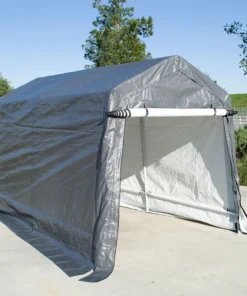Impact Canopy USA 7x12 Portable Storage Shed - Motorcycle Cover - Lawnmower Shed - Gray