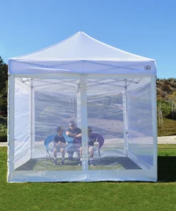 Impact Canopy USA 10x10 Commercial Grade Pop Up Canopy With Screen Room Mosquito Netting Enclosure - Evento Canopies
