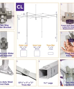 Impact Canopy USA 10X15 Heavy Duty Steel Pop Up Canopy Tent Replacement Frame - CL