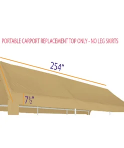 Impact Canopy USA 10x20 Portable Carport Garage Storage Tent REPLACEMENT TOP ONLY - TAN Without Leg Skirts