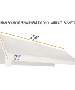 Impact Canopy USA 10x20 Portable Carport Garage Storage Tent REPLACEMENT TOP ONLY - WHITE Without Leg Skirts