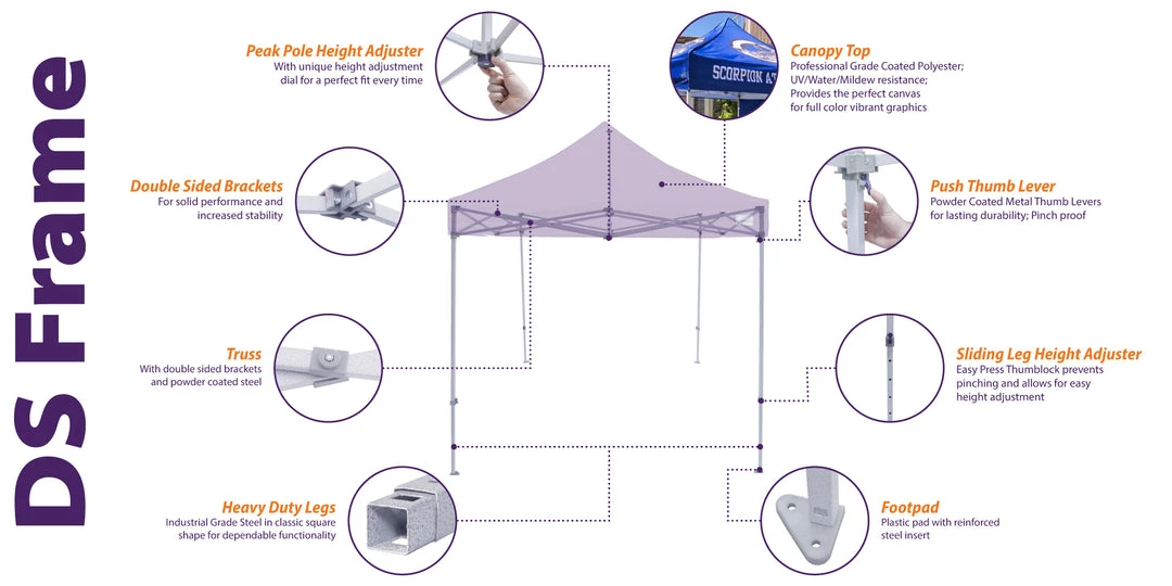 Impact Canopy USA Canopies 5x5 Industrial Steel Pop Up Canopy Tent - DS 5 Impact Canopy USA Canopies 5x5 Industrial Steel Pop Up Canopy Tent - DS