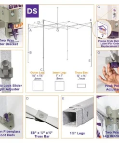 Impact Canopy USA 10x10 Industrial Steel Pop Up Canopy Tent With Roller Bag - DS Canopies