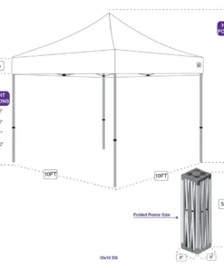 Impact Canopy USA 10x10 Commercial Grade Pop Up Canopy With Screen Room Mosquito Netting Enclosure - Evento Canopies