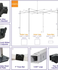 Impact Canopy USA 10x10 Commercial Grade Pop Up Canopy Tent With Weight Bags - Evento