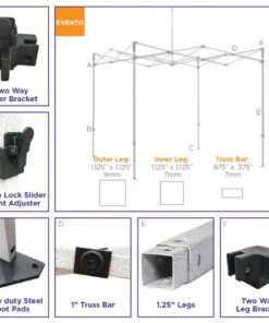 Impact Canopy USA 10x10 Commercial Grade Pop Up Canopy With Screen Room Mosquito Netting Enclosure - Evento Canopies