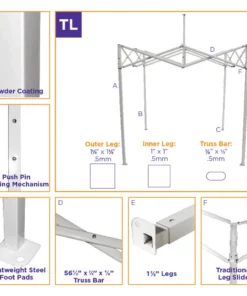 Impact Canopy USA Canopies 10x10 Recreational Grade Steel Pop Up Canopy Tent With Screen Room Enclosure - TL