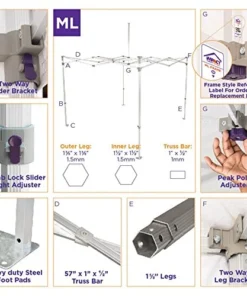 Impact Canopy USA 10x15 Industrial Aluminum Pop Up Canopy Tent With Roller Bag - ML Canopies