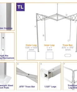 Impact Canopy USA 10x10 Recreational Grade Steel Pop Up Canopy Tent With Weight Bags - TL