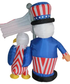 Impact Canopy USA 4th Of July Airblown Inflatable Yard Decoration Uncle Sam With American Eagle - 6ft Seasonal Inflatables