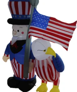 Impact Canopy USA 4th Of July Airblown Inflatable Yard Decoration Uncle Sam With American Eagle - 6ft Seasonal Inflatables
