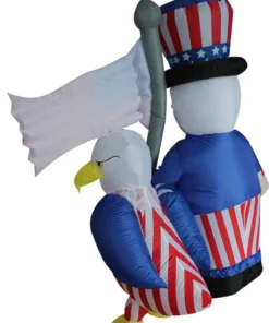 Impact Canopy USA 4th Of July Airblown Inflatable Yard Decoration Uncle Sam With American Eagle - 6ft Seasonal Inflatables